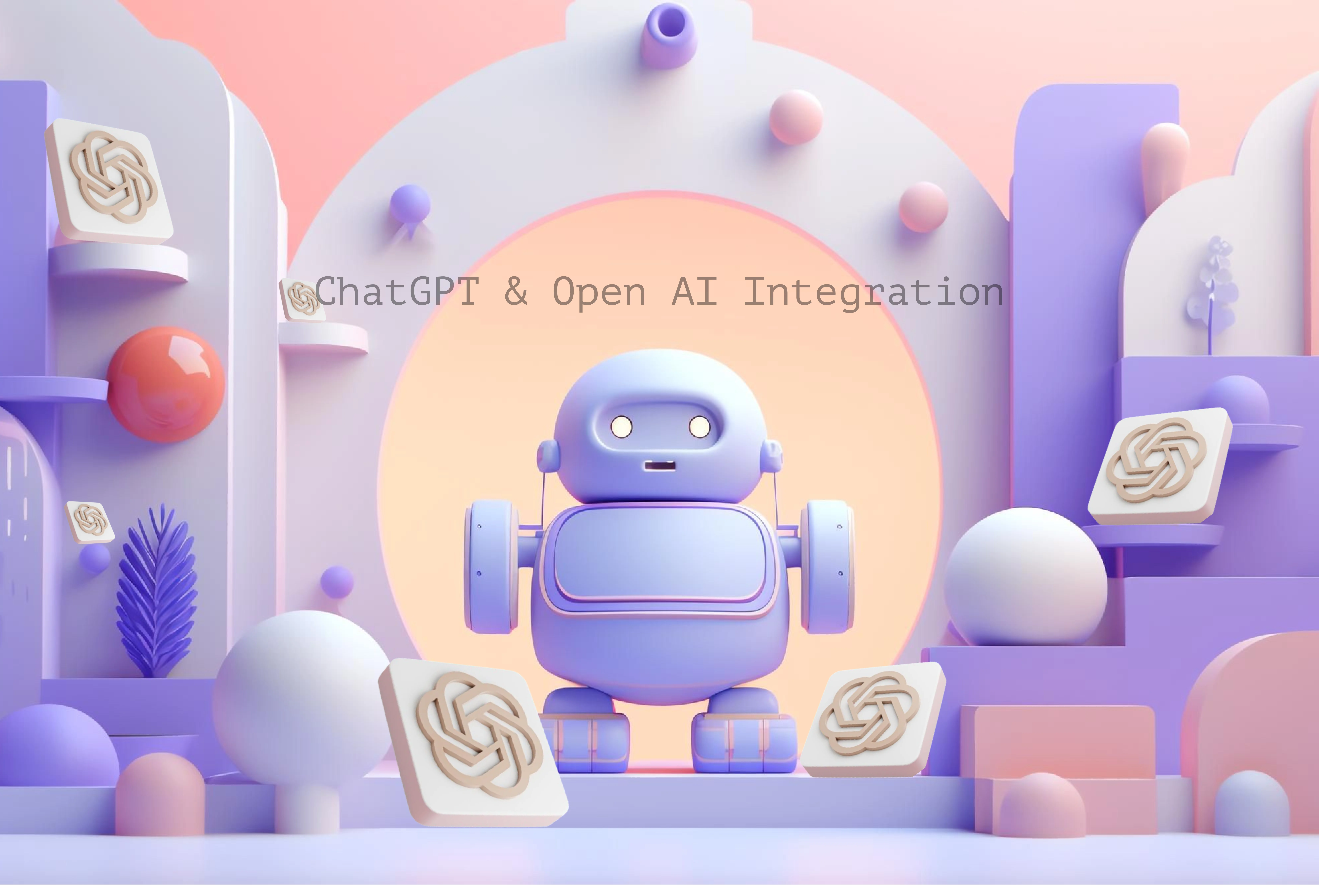 An AI robot in purple helps to simplify app development services with ChatGpt and open AI integration